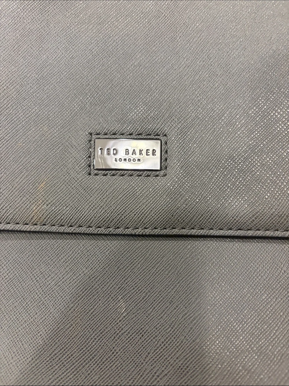 Ted Baker Gray Leather Briefcase with Brown Handle
